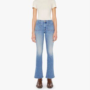 🆕 MOTHER The Lil Patch Pocket Weekender Mid-Rise Flare Jeans